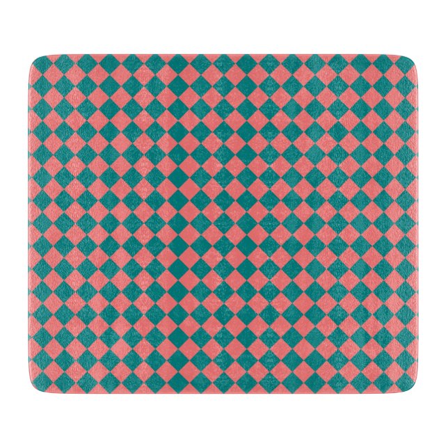 rosa Cyan Schachbrett Diamond Pattern Schneidebrett (Vorderseite)