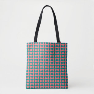 rosa Cyan Schachbrett Diamond Pattern Tasche