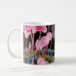 Rosa Cyclamen: Dunkle Aquarellfärbung Kaffeetasse