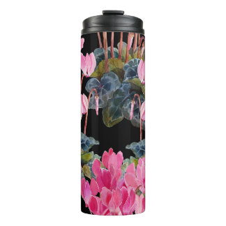 Rosa Cyclamen: Dunkle Aquarellfärbung Thermosbecher