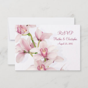 Rosa Cymbidium-Orchideen-Hochzeits-Antwort-RSVP-Ka RSVP Karte