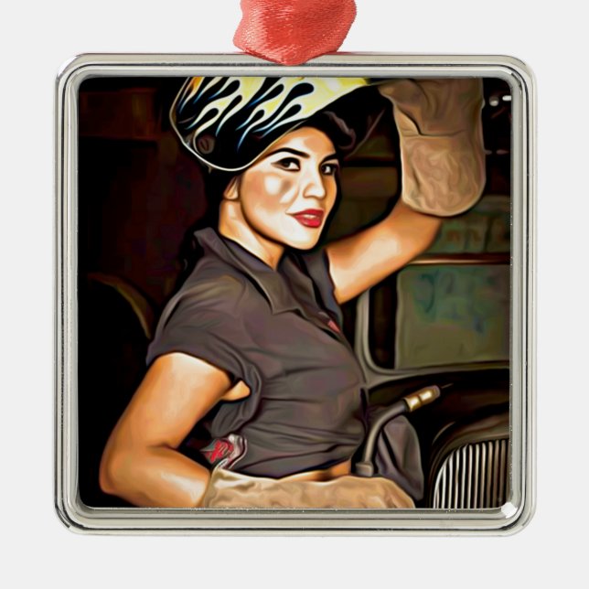 Rosa-d-Schweißer Silbernes Ornament (Vorne)