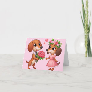 Rosa Dachshund Grußkarte zum Zusammenfalten Karte