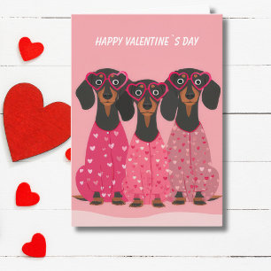 Rosa Dachshund Valentinstagskarte Feiertagskarte