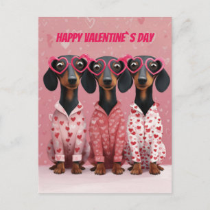 Rosa Dachshund Valentinstagskarte Feiertagspostkarte