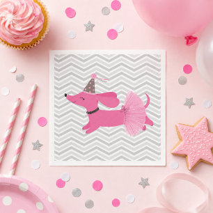 Rosa Dackel-Ballerina-Tutu-Partyservietten Serviette