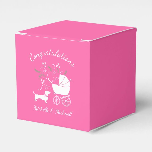 Rosa Dackel Dackel Dog Kinderdusche Geschenkschachtel (Vorderseite)