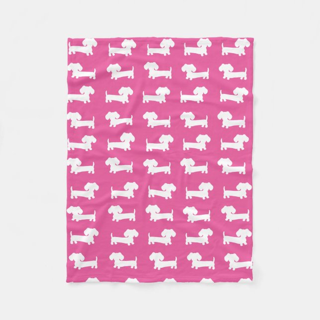 Rosa Dackel Design Fleece Blankon (Vorderseite)