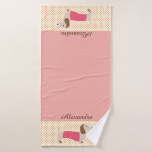 Rosa Dackel Handtuch personalisierte Dackel Handtu Badehandtuch