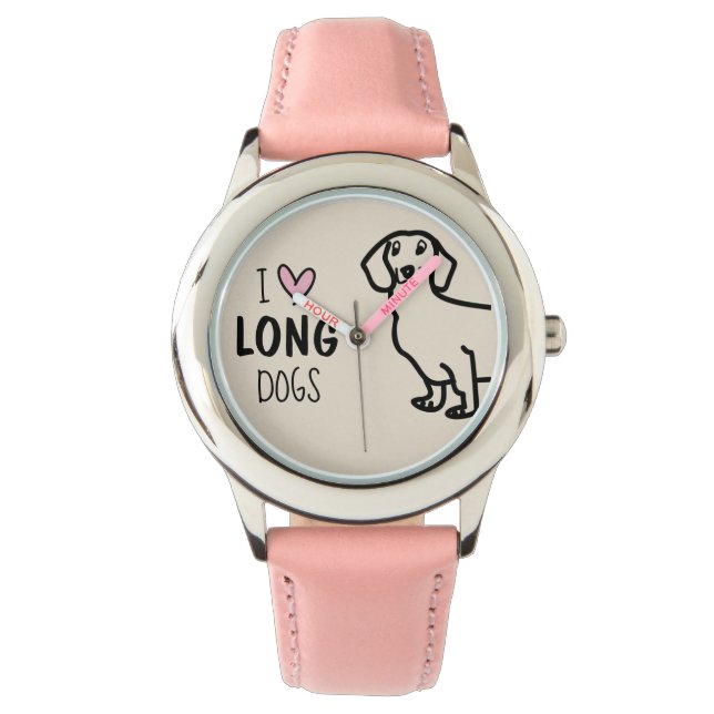 Rosa Dackel Liebe Girly Niedlich Funny Meme Armbanduhr (Vorderseite)