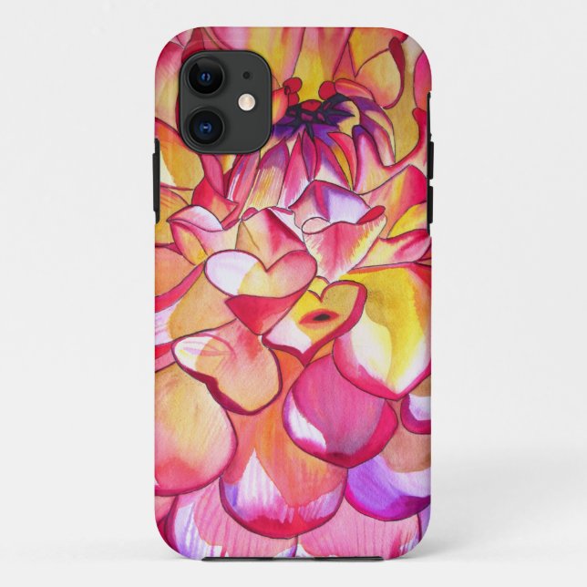 Rosa Dahlia Blume Aquarell Kunst Case-Mate iPhone Hülle (Rückseite)