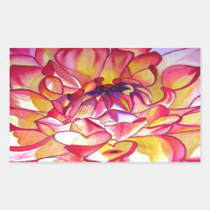 Rosa Dahlia Blume Aquarell Kunst Rechteckiger Aufkleber
