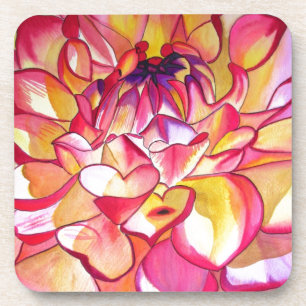 Rosa Dahlia Blume Aquarell Kunst Untersetzer