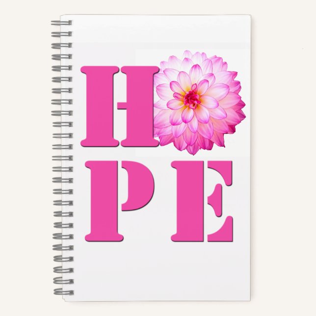 Rosa Dahlia Blume Foto HOPE 8x5 Notebook Notizbuch (Vorderseite)