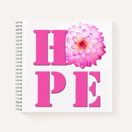 Rosa Dahlia Blume Foto HOPE 8x8 Notebook Notizbuch