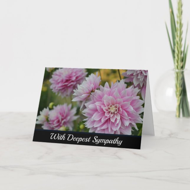 Rosa Dahlia-Blume im RHS Garden Wisley Beileid Karte (Vorderseite)