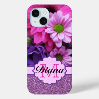Rosa Dahlia Blume Lila Glitzer Blumenname Case-Mate iPhone Hülle