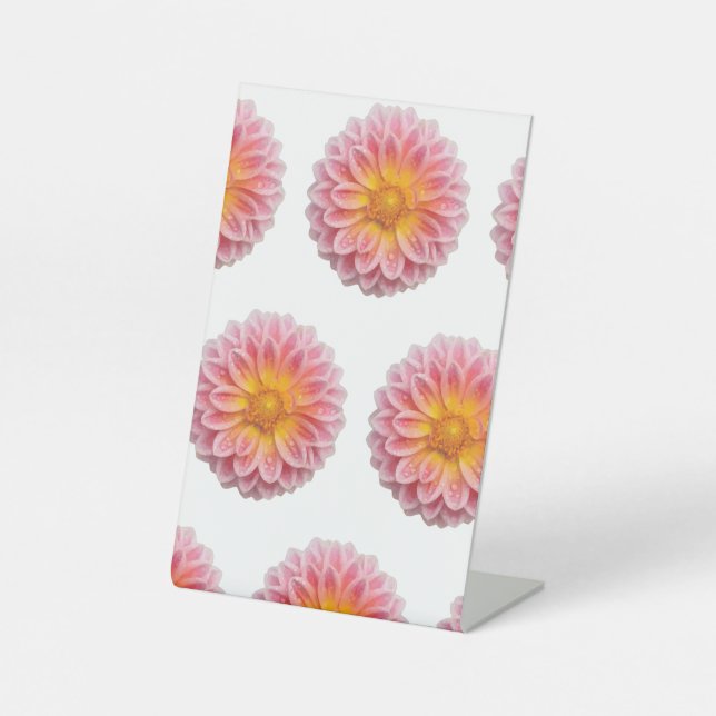 Rosa Dahlia- und Taubentropfen Sockelschild (Vorderseite)