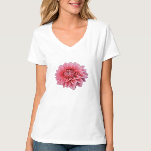 Rosa Dahlie-Blumen-Botanische Kunst T-Shirt