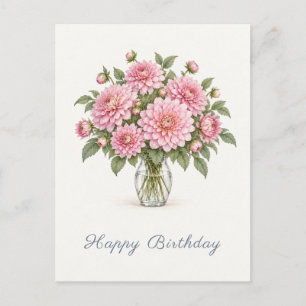 Rosa Dahlien Alles Gute zum Geburtstag Postkarte