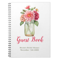 Rosa Dahlien Mason Jar Brautparty Gästebuch
