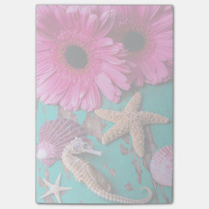 Rosa Daises und Seepferd mit Starfish Post-it Klebezettel