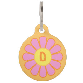 Rosa Daisy auf Orange Personalisiert Haustiermarke