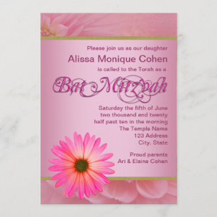 Rosa Daisy Bat Mitzvah Einladungen