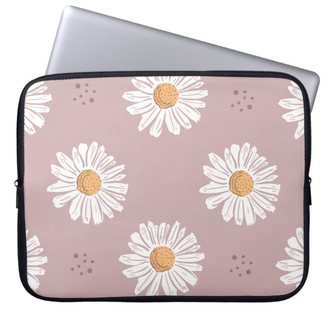 Rosa Daisy: Blumenmuster wiederholt sich. Laptopschutzhülle (Vorderseite)
