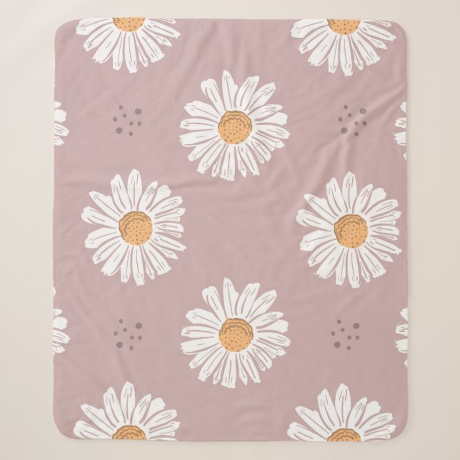 Rosa Daisy: Blumenmuster wiederholt sich. Sherpadecke (Vorderseite)