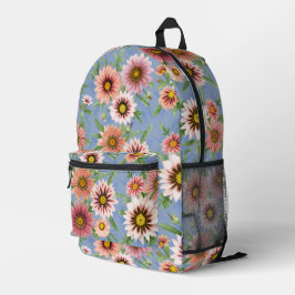 Rosa Daisy Floral Botanischer Garten Bedruckter Rucksack