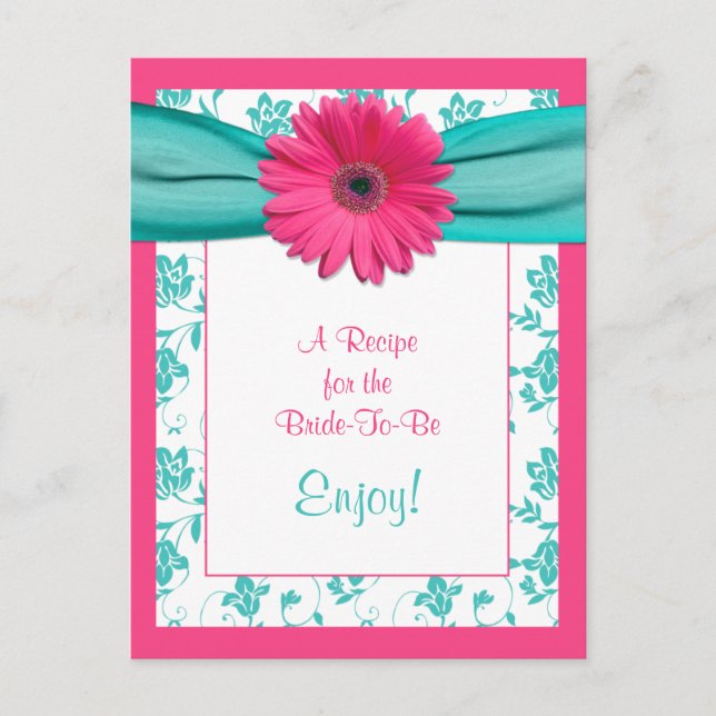 Rosa Daisy-Rezept-Karte für die Braut Postkarte (Vorderseite)