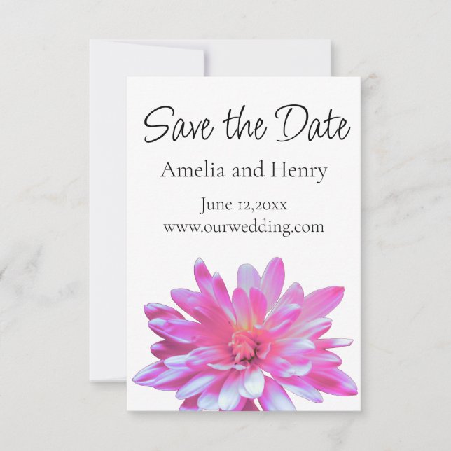 Rosa Daisy Rosa Blume mit Blumenfarbe Save the Dat Save The Date (Vorderseite)