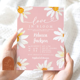 Rosa Daisy Sonnenblume Liebe im Brautparty Bloom Einladung