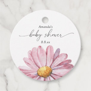 Rosa Daisy Wildblume - Babydusche Geschenkanhänger