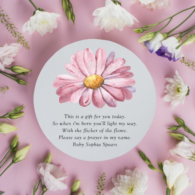 Rosa daisy Wildblume - Gebetskandle-Label Runder Aufkleber (Von Creator hochgeladen)