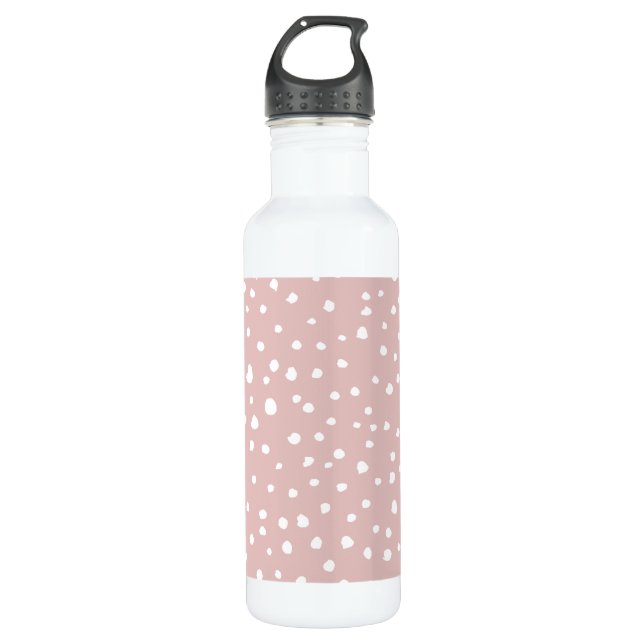 Rosa Dalmatiner-Punkte, Dalmatiner-Punkte, gepunkt Edelstahlflasche (Vorderseite)