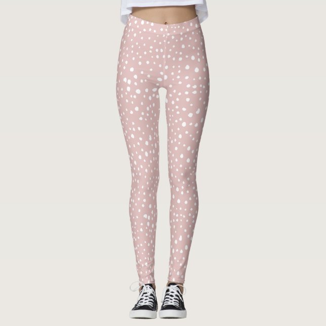 Rosa Dalmatiner-Punkte, Dalmatiner-Punkte, gepunkt Leggings (Vorderseite)