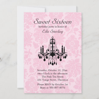 Rosa Damask 16 . Geburtstag Geburtstag Einladung