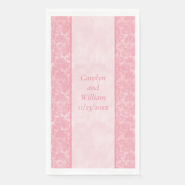 Rosa Damask Elegant Wedding Guest Handtücher Serviette (Vorderseite)