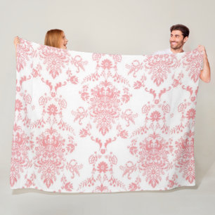 Rosa Damask Fleecedecke