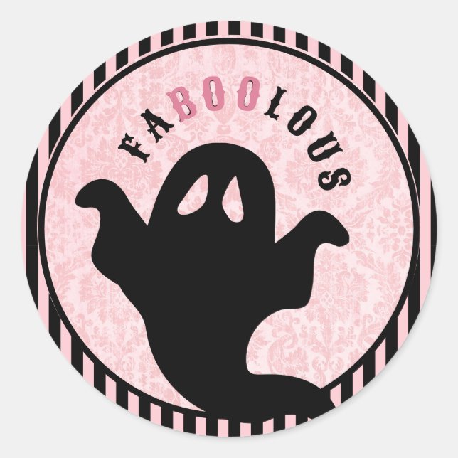 Rosa Damask | Halloween Ghost | FABOLOS Runder Aufkleber (Vorderseite)