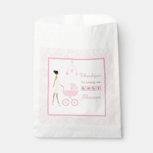 Rosa Damaske Afrikanische Amerikanerin Babydusche Geschenktütchen