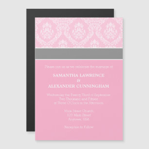 Rosa Damaske Magnetic Wedding Einladung