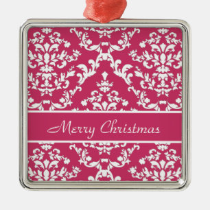 Rosa Damast #3 anpassbar Ornament Aus Metall