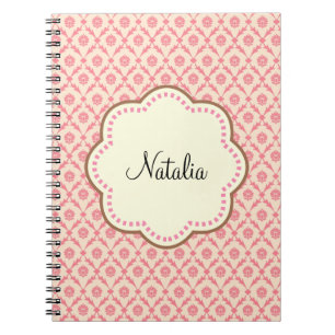 Rosa Damast-Creme-Blume Notizblock