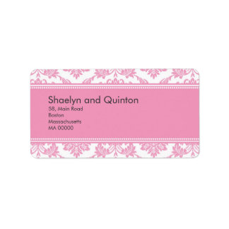 Rosa Damast-Hochzeits-Adressen-Etiketten Adressaufkleber