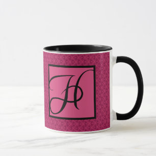 Rosa Damast-Monogramm H Tasse