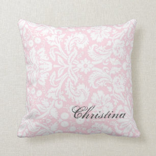 Rosa Damast-Muster-Monogramm-Kissen Kissen