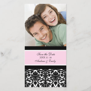 Rosa Damast Save the Date, der Foto-Karten Wedding Save The Date